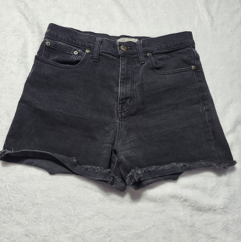 MADEWELL High‎ Waist Fringe Hem Black Denim Shorts 27 Summer Casual Contemporary